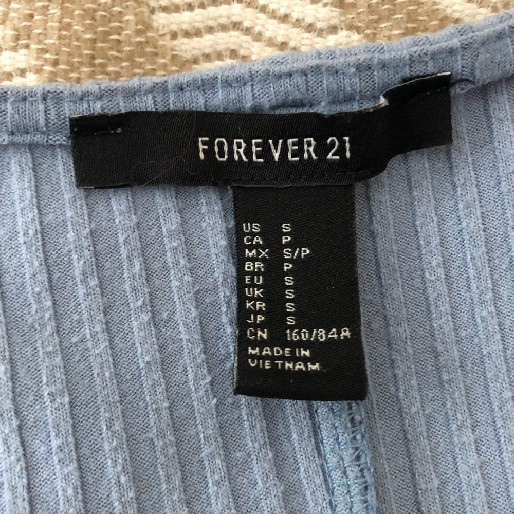Forever 21 Light Blue Ribbed Twist-Front Mini Dress - Picture 10 of 10